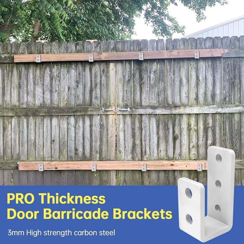 KOMOHOM 2x4 Door Barricade Brackets, Grade U-Shaped Security Brackets for Wood, Sheds, Gates & Basement Doors (2x4 Lumber Lock) 3mm White - Image 3